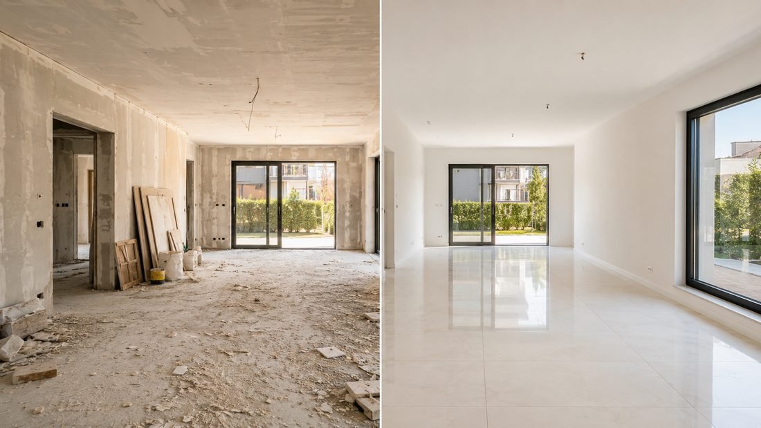 Fin de chantier avant après